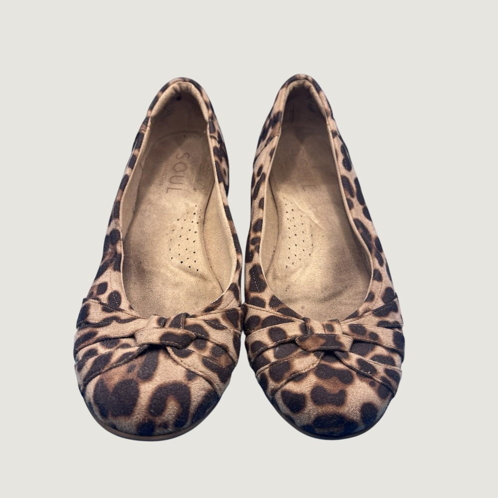 Soul Naturalizer Leopard Print Ballet Flats Animal Print Bow Shoes 9.5W Artsy